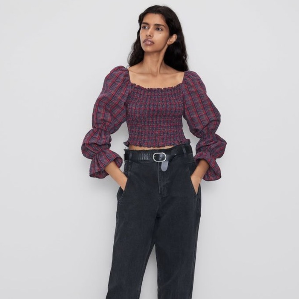 ZARA Plain Ruched Crop Top